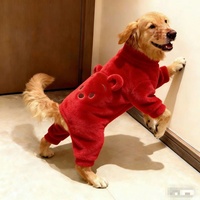 Vêtements en coton rouge pour chien, motif ours de dessin animé, style festif du Nouvel An chinois, chauds et lavables en machine, pour Labrador et Samoyède