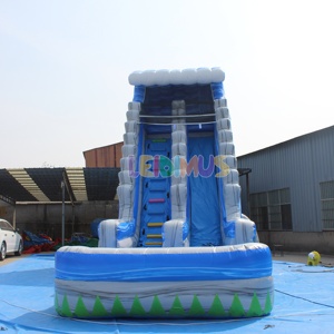 PVC Thế giới nước bơm hơi: nhà máy tùy chỉnh Tấm bạt lò xo + trượt nhiệt đới + bể bơi nhiệt độ không đổi - Product Image 1