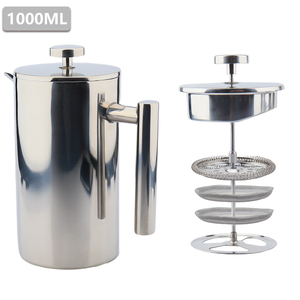 Cafetera Francesa de <span class=keywords><strong>Doble</strong></span> Pared de Acero Inoxidable 304, con <span class=keywords><strong>Doble</strong></span> Filtro, 350ML, 800ML, 1000ML - Product Image 6