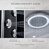 Baignoire de douche à vapeur coulissante de luxe moderne noire avec plateau en acrylique, contrôle informatisé, verre trempé de 5 mm sans cadre