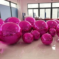 Boule miroir gonflable rose, sphère réfléchissante, décoration pour fêtes, événements, mariages, ballon miroir suspendu, grande boule disco gonflable brillante