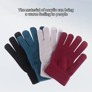 Gants en laine acrylique épais unis en gros pour femmes et hommes, pour le sport quotidien en plein air, mitaines chaudes d'hiver - Product Image 2