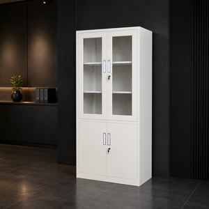 Armadio <span class=keywords><strong>Archivio</strong></span> Moderno in Acciaio, Mobili per Ufficio, Armadietto A3 Esecutivo con Porta in Vetro e Serratura per Archiviazione e Conservazione - Product Image 1