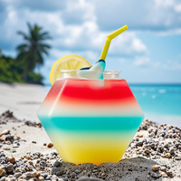 72oz Sechseckiger Kunststoff-Fischbecher mit Deckel und Strohhalm, nachhaltig, personalisierbar, für Outdoor-Partys, Bars, Pools, Werbeartikel, Tischgeschirr