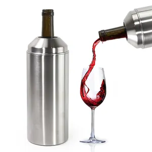 Nuovo Design personalizzato in acciaio inox a doppia parete birra bottiglia di vino refrigeratore secchiello per il ghiaccio Champagne può refrigeratore refrigeratore secchiello di raffreddamento