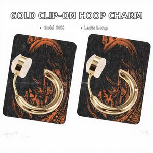 Boucles d'oreilles tendance en forme de cercle géométrique, bijoux fantaisie, clip unique en cuivre, petites boucles d'oreilles huggie plaquées or 18 carats, sans perçage, cadeau - Product Image 2