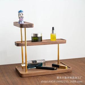 Black walnut solid wood <b>desktop</b> <b>shelf</b>, multi-layer storage rack, <b>desktop</b> key tray, entryway/front door <b>shelf</b> - Product Image 2