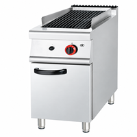 Grill au gaz commercial à pierres de lave avec armoire de rangement, charbroiler professionnel en acier inoxydable pour cuisine de restaurant
