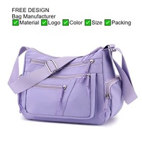 Tas Selempang Anti Maling Khusus Wanita, Ringan, Model Hobo, untuk Perjalanan, Bahan Nilon Tahan Air, Tas Bahu Kasual untuk Penggunaan Sehari-hari