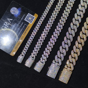 Bijoux Yingtuo, testés au diamant, <span class=keywords><strong>argent</strong></span> S925, 8 mm, 15 mm de largeur, chaîne en moissanite <span class=keywords><strong>D</strong></span> VVS, chaîne cubaine, bijoux hip-hop - Product Image 1