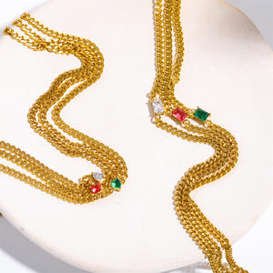 Collana Cubana Personalizzata da Donna Placcata Oro 18K con Diamanti Quadrati, Resistente all'Acqua e all'Ossidazione, Gioielli di Moda all'Ingrosso - Product Image 6