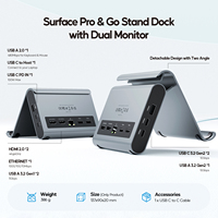 Station d'accueil USB C PULWTOP double moniteur pour Microsoft Surface Pro/Go 11/10/X/9/8/7, avec 2 * HDMI 4K, 3 * USB-C/A 10Gbps, PD