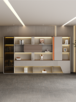 Bureau de direction de luxe haut de gamme avec armoire latérale, design de bureau informatique, bureau en bois