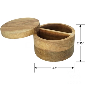 Contenitore in Legno <span class=keywords><strong>di</strong></span> Acacia per <span class=keywords><strong>Sale</strong></span>, Spezie o Condimenti, Scatola Rotonda per Conservazione - Product Image 4