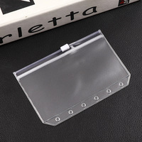A4, A5, A6, A7, carpeta de presupuesto de archivos, bolsa de efectivo, bolsillo transparente, 6 anillos, cremallera, bolsillo de relleno de plástico de PVC, carpeta, bolsa