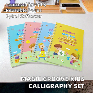French Sank Magic groove Spiral Bound Film Laminated <b>Book</b> for Kids Reusable Writing Practice Educational Learning Calligraphy - Product Image 2