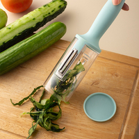 Hyri 2-In-1 Keuken Gadget Opslag Groente Plastic Roestvrijstalen Appelfruit Palmschiller Met Container