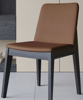 Chaises de salle à manger italiennes modernes, style nordique simple, pieds en bois massif, chaises de salle à manger décontractées avec dossier en cuir pour la maison, le salon, L046