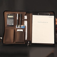 Carpeta Portafolio de Negocios de Cuero PU de Alta Calidad con Impresión de Logotipo Personalizado, Carpeta de Archivos de Oficina, Carpeta de Documentos A4 con Bloc de Notas