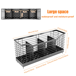 Support de rangement pour ustensiles de cuisine en acier inoxydable, panier suspendu pour baguettes, couverts et cuillères, organisateur pour évier et comptoir - Product Image 3