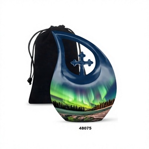 Unique Aurora Light Cross Tear Drop Cremation <b>Urn</b> for Adult Human Ashes Decorative <b>Large</b> <b>Urn</b> With Free Velvet Bag - Product Image 1