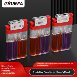 Accendino Trasparente a Doppia Fiamma, Creativo con Stampa per Coppie, Macchina Pubblicitaria Usa e Getta EF-206 in Plastica - Product Image 4