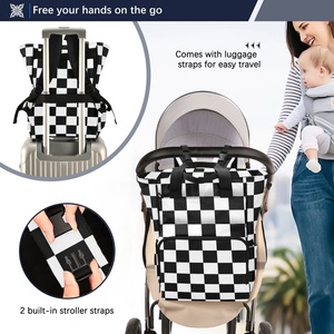 Fashion <b>Black</b> White Checkered Design Portable Mummy Bag <b>Waterproof</b> Baby Diaper Nappy Maternity Custom Print Baby Diaper <b>Backpack</b> - Product Image 4
