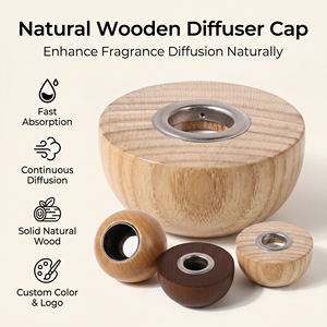 Vietnam WeWood Natural Wooden <b>Diffuser</b> Cap Semi-Sphere Fragrance Lid Ash Wood Aroma Volatile Top with Metal Ring - Product Image 1