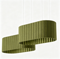 Suspension linéaire LED à double niveau en panneau acoustique PET cannelé bleu cobalt pour auditorium