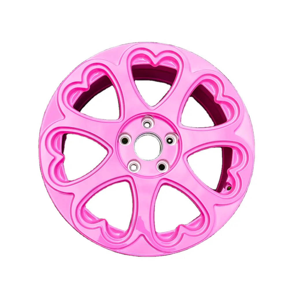 JZ CNC Custom 1-Piece 4x100 5x120 5x114.3 5x112 17-26inch pink heart shape car popular forged alloy wheels for audi bmw benz