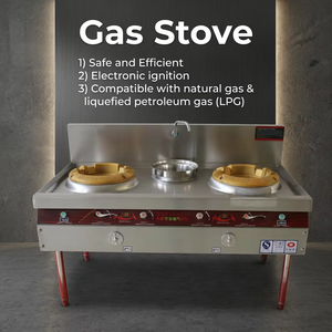 Cuisinière à gaz commerciale à 2 brûleurs, double moteur de ventilation, 240W, en acier inoxydable, gaz naturel/GPL, pour cantine, <span class=keywords><strong>restaurant</strong></span>, facile à utiliser, longue durée de vie - Product Image 2
