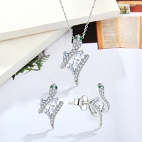 Offre Spéciale : Parure de Bijoux Femme en Argent Sterling 925 avec Pendentif Serpent Brillant CZ et Boucles d'Oreilles Clous Pierre de Naissance