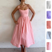 Nouvelle Robe Plissée Unie à Taille Cintrée et Grand Ourlet Style Européen et Américain pour Femme – Collection Printemps OEM