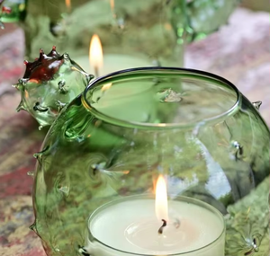 Porte-bougie rond en verre soufflé à la main, vert, personnalisé, avec des points, en forme de <span class=keywords><strong>cactus</strong></span> - Product Image 6