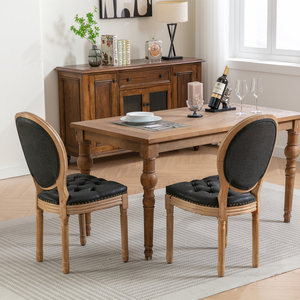 Cadeira de Jantar Moderna com Estrutura de Veludo, Decoração com Fivelas Puxadas à Mão, Acabamento com Pregos, Pernas de Madeira, Conjunto de Móveis para Casa, 2 Peças, Preto SW1839BK - Product Image 4