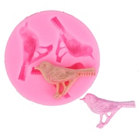 Günstige Klassische Beliebte 3D-Vogel-Grafik-Silikonform für Kuchen und Fondant-Dekoration mit Lebendigen Motiven von Kuckuck, Spatz und Elster