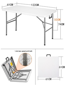 Portable <strong>Folding</strong> <strong>Table</strong> 4ft White Rectangular Plastic Outdoor Furniture Foldable Banquet Catering <strong>Dining</strong> Camping <strong>Folding</strong> <strong>Tables</strong> - Product Image 5