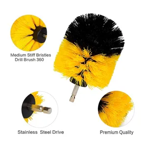 Kit de brosses de nettoyage électriques 2/3,5/4'' <span class=keywords><strong>pour</strong></span> <span class=keywords><strong>perceuse</strong></span>, 3 pièces/ensemble, brosses en nylon et <span class=keywords><strong>plastique</strong></span> <span class=keywords><strong>pour</strong></span> le nettoyage des roues, des tapis, du verre et des voitures - Product Image 5