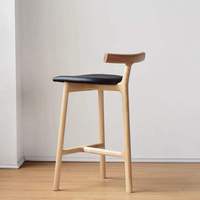 Tabouret de bar en bois massif, style nordique moderne minimaliste, avec dossier haut, personnalisable OEM pour bar à domicile, restaurant, cuisine