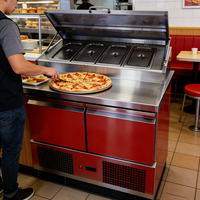 Table de préparation alimentaire en acier inoxydable à refroidissement direct de 1,2 m, réfrigérateur, table de travail/comptoir à pizza avec bar à garnitures