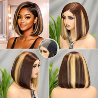 Pelucas Bob Lisas sin Pegamento SDD para Mujeres Negras, Frontal de Encaje 5x5, Bob Corto de 10 Pulgadas, Cabello Humano Vietnamita