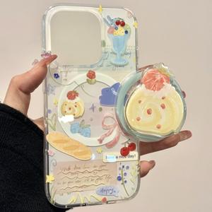 XP775 Style Imd Gâteau Roulé à la Fraise Gourmet Compatible avec Apple 17/16 Étui Magnétique Apple 15 Pro Max/14 avec Support - Product Image 4