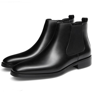 Botas de Tobillo Chelsea de Cuero para Hombre, Punta Cuadrada, Impermeables, Cómodas para Invierno - Product Image 3