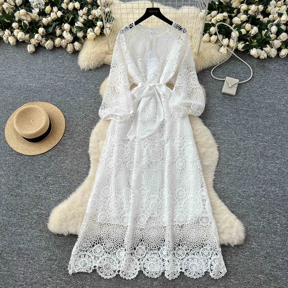 Retro Lantern Long Sleeve Dress