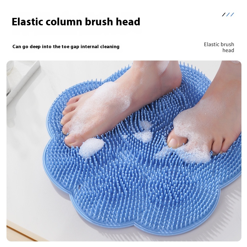 2-PCS Grey cat PAWS Non-Slip TPE Shower Mat with Foot Scrubber and Suction Cups Large Massage Bath Mat for Bathroom 30cm x 30cm