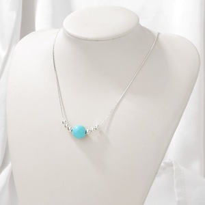 Mùa Đông Đẹp Đính Cườm Áo Len Xương đòn Chuỗi Đơn Giản Đa-Màu Sắc 10Mm Đá Tự Nhiên Mặt Dây Chuyền Vòng Cổ Quà Tặng Cho Phụ Nữ - Product Image 3