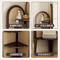 Étagère d'angle triangulaire en bambou de style rétro nordique, meuble de rangement multi-niveaux pour salon, bureau et chambre