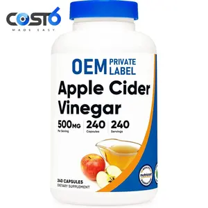 OEM kapsul cuka sari apel 500mg suplemen Diet membantu dalam pembersihan dan detoksifikasi dan mendukung Diet sehat