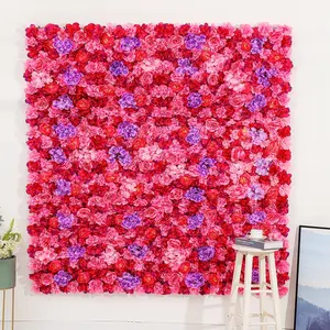 Painel de rosa de seda decorativo, flores artificiais de parede 3d para festival de casamento presente do dia dos namorados