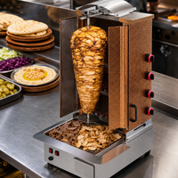 Machine à shawarma au gaz commerciale à 4 brûleurs, gril vertical rotatif pour kebab, en acier inoxydable, barbecue turc pour restaurant